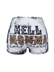 Western Style Shorts Women's Art Letter Print Tie Dye High Rise