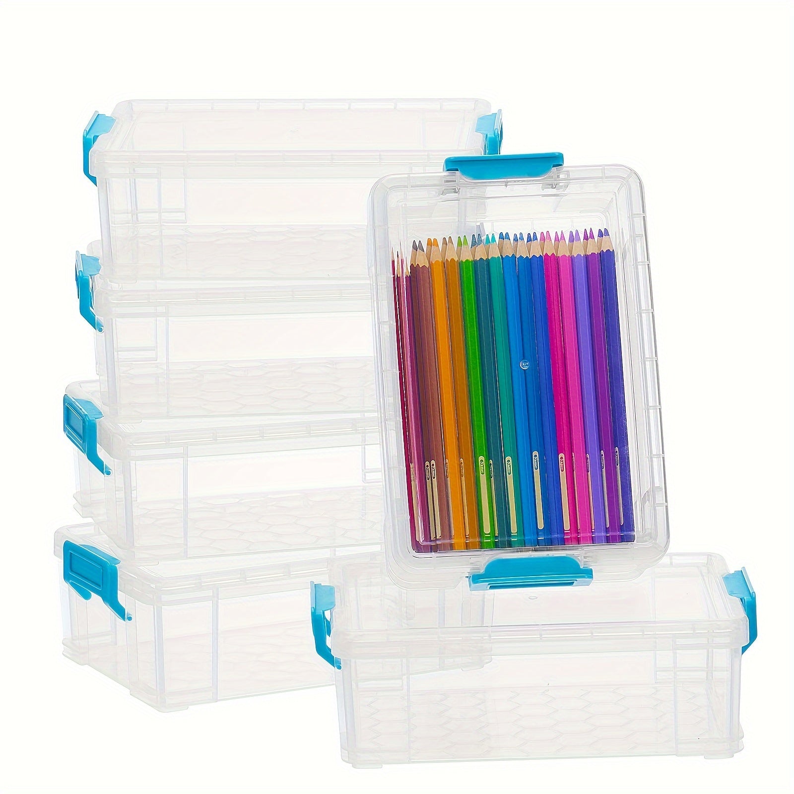 6pcs Plastic Covered Storage Box Stackable Organizer Cosmetics Toys Handicra