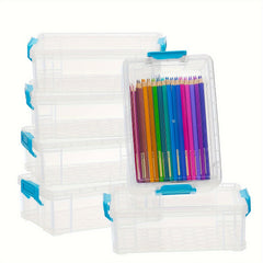 6pcs Plastic Covered Storage Box Stackable Organizer Cosmetics Toys Handicra