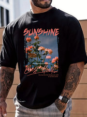 Sunshine Flower Photo Print Men's Graphic Crew Neck T-shirt