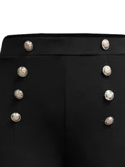  Solid Elastic Button Leggings