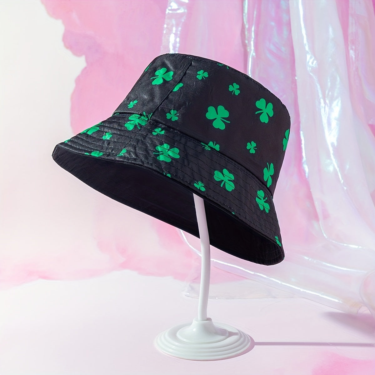 Lucky Clover Print Bucket Hat Reversible Lightweight Basin Hats