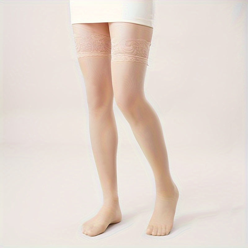 Lace Trim Thigh High Socks Over The Knee Women's Stockings