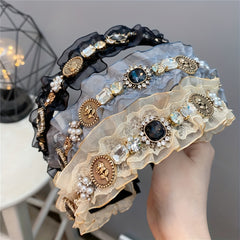 Lace Headband Rhinestone Hair Band Girls Party Prom