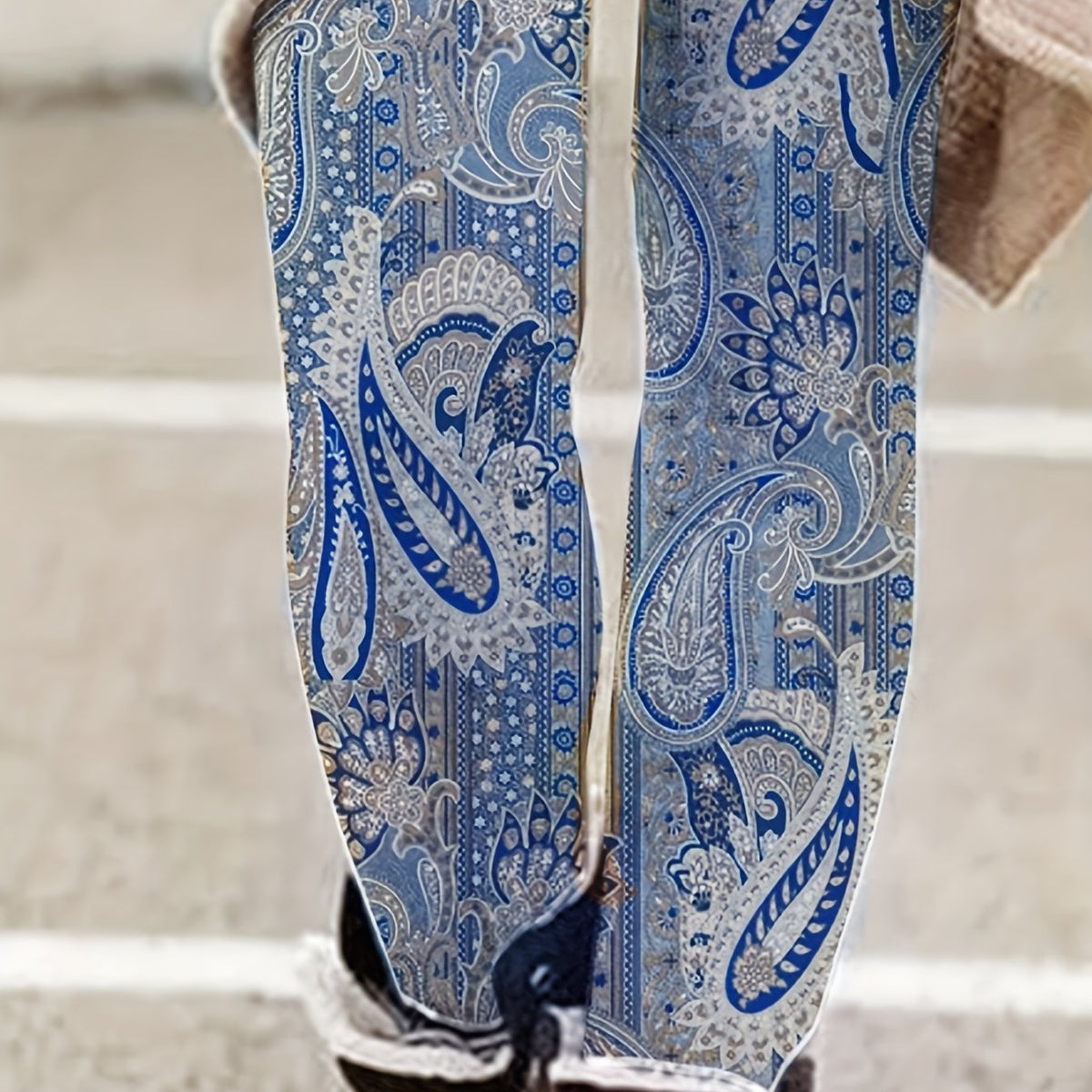 Boho Paisley Print Skinny Leggings High Waist Long Length Leggings