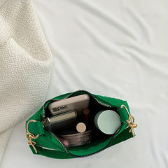 Stone Pattern Underarm Bag Fabric Textured Zipper Purse