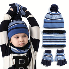 Kids Winter Beanie Hat Scarf Gloves Set