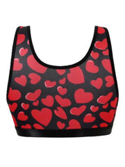  Heart Print Racer Back Sports Bra