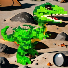Green Dinosaur Brick Toy - DIY 3D Puzzle for Christmas & Birthdays