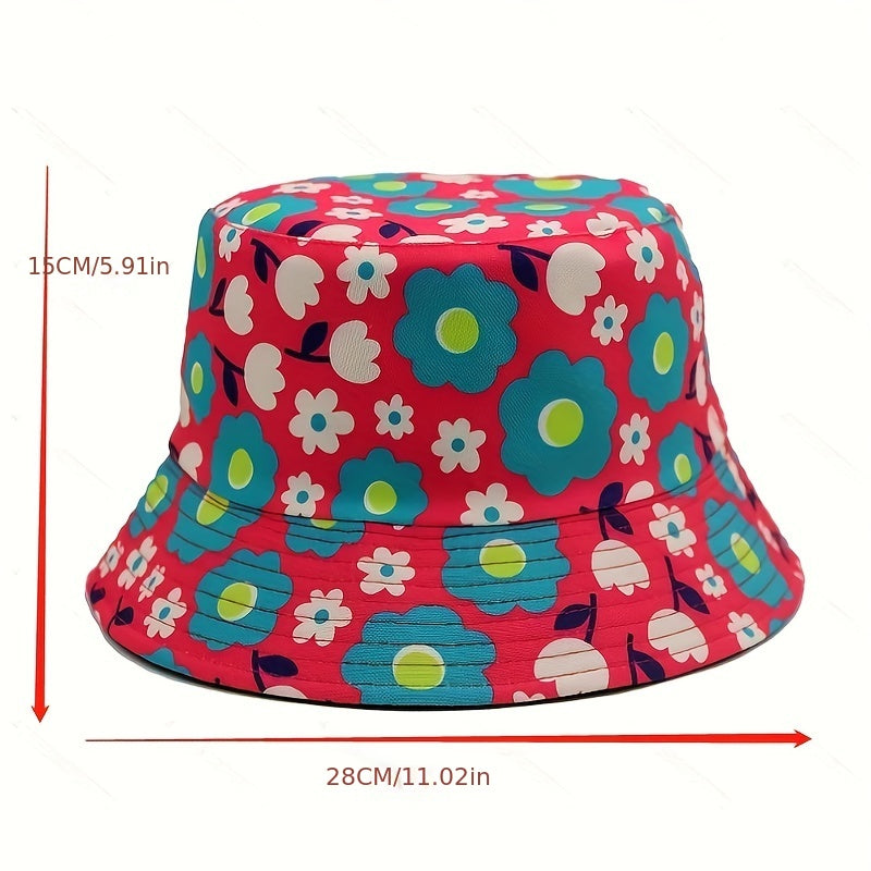 Flower Pattern Double Sided Print Sunshade Hat Men's Sun Hat