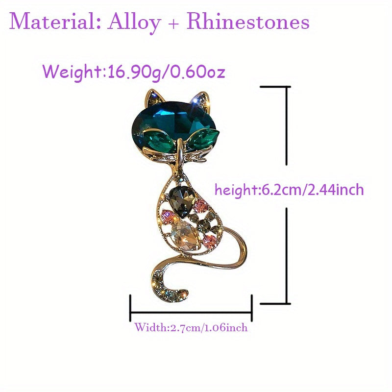 Kitty Rhinestone Lapel Pin Brooch Jewelry