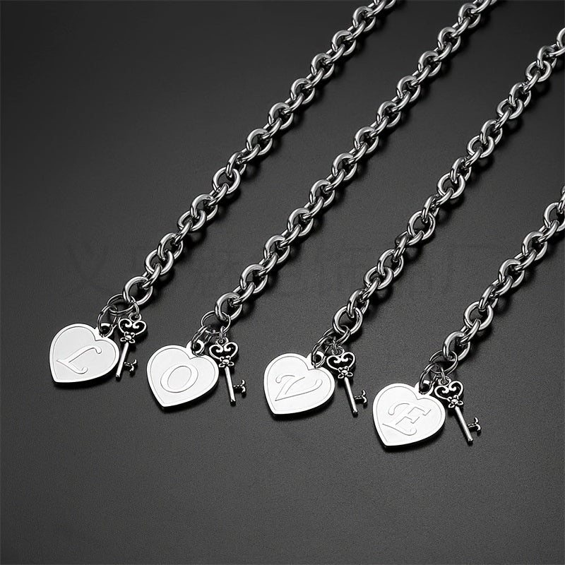 Men's Hip Hop Heart Key Charm Bracelet