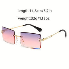 Square Gradient Lens Sunglasses Mod Metal Hollow Temple Glasses
