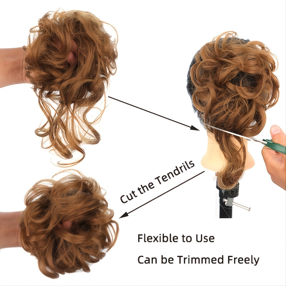 Women's Curly Hair Bun Chignon for Wedding Daily Use