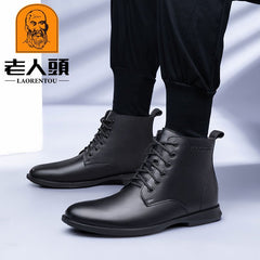 LAORENTOU Men's Leather High Top Oxford Shoes