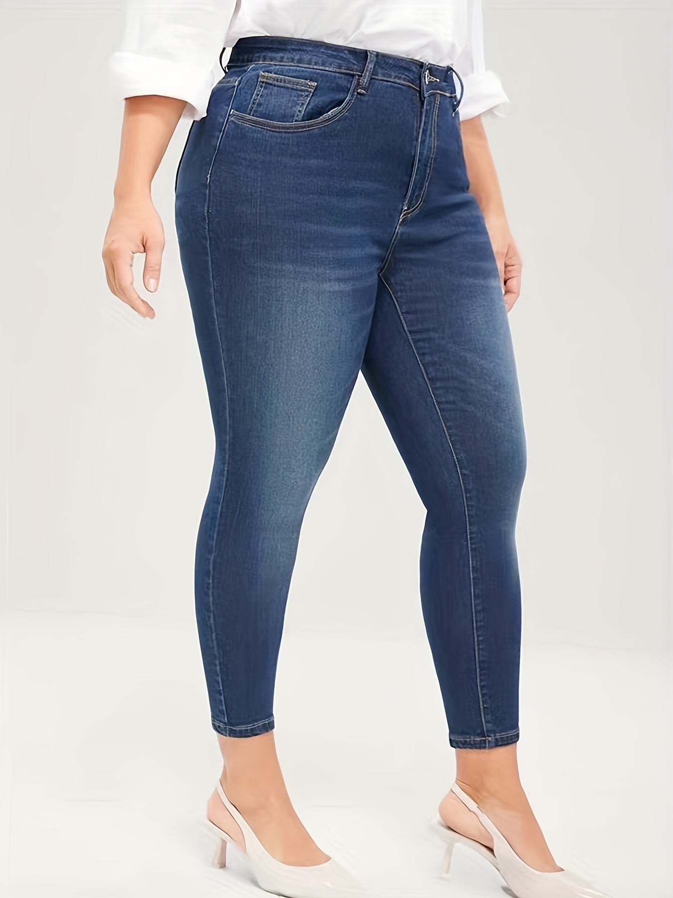  Button Fly Slim Fit High Stretch Jeans With Pockets