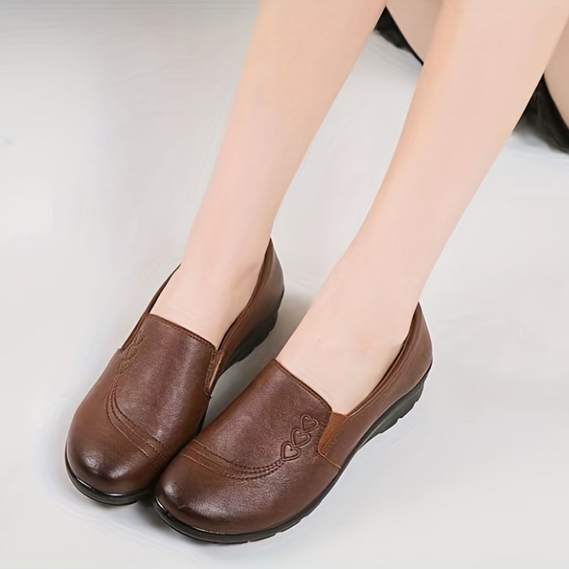 Women's Heart Pattern Slip On Loafers