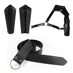 3pcs Knight Costume Accessories Sets Men's Belt Shoulder Strap Wrist Guard