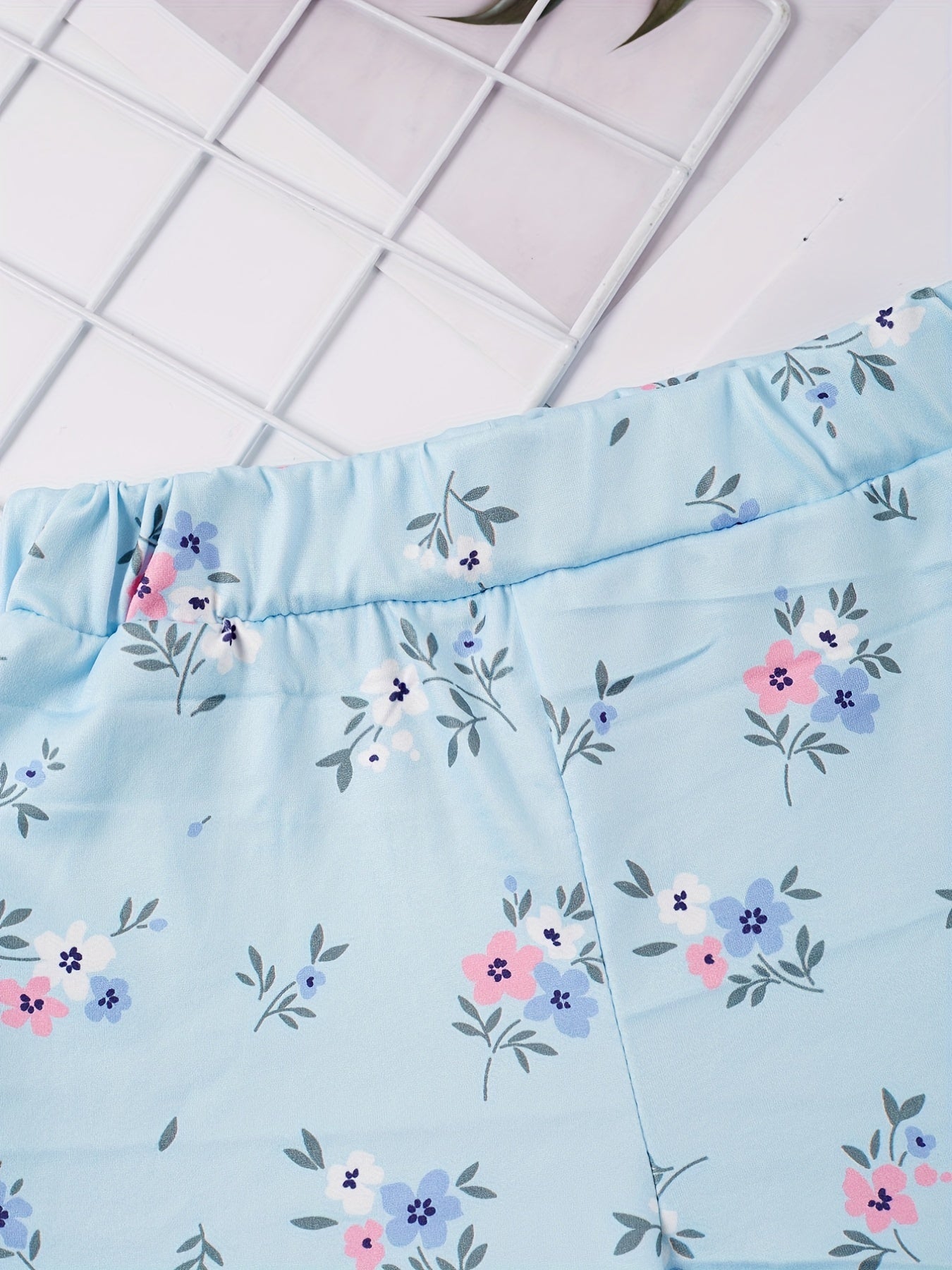 Girls Flower Ruffle Trim Shorts - Kids Summer Clothing