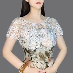 Flower Hollow Out Shawl Solid Breathable Wrap Casual Cape Decorative Shawl
