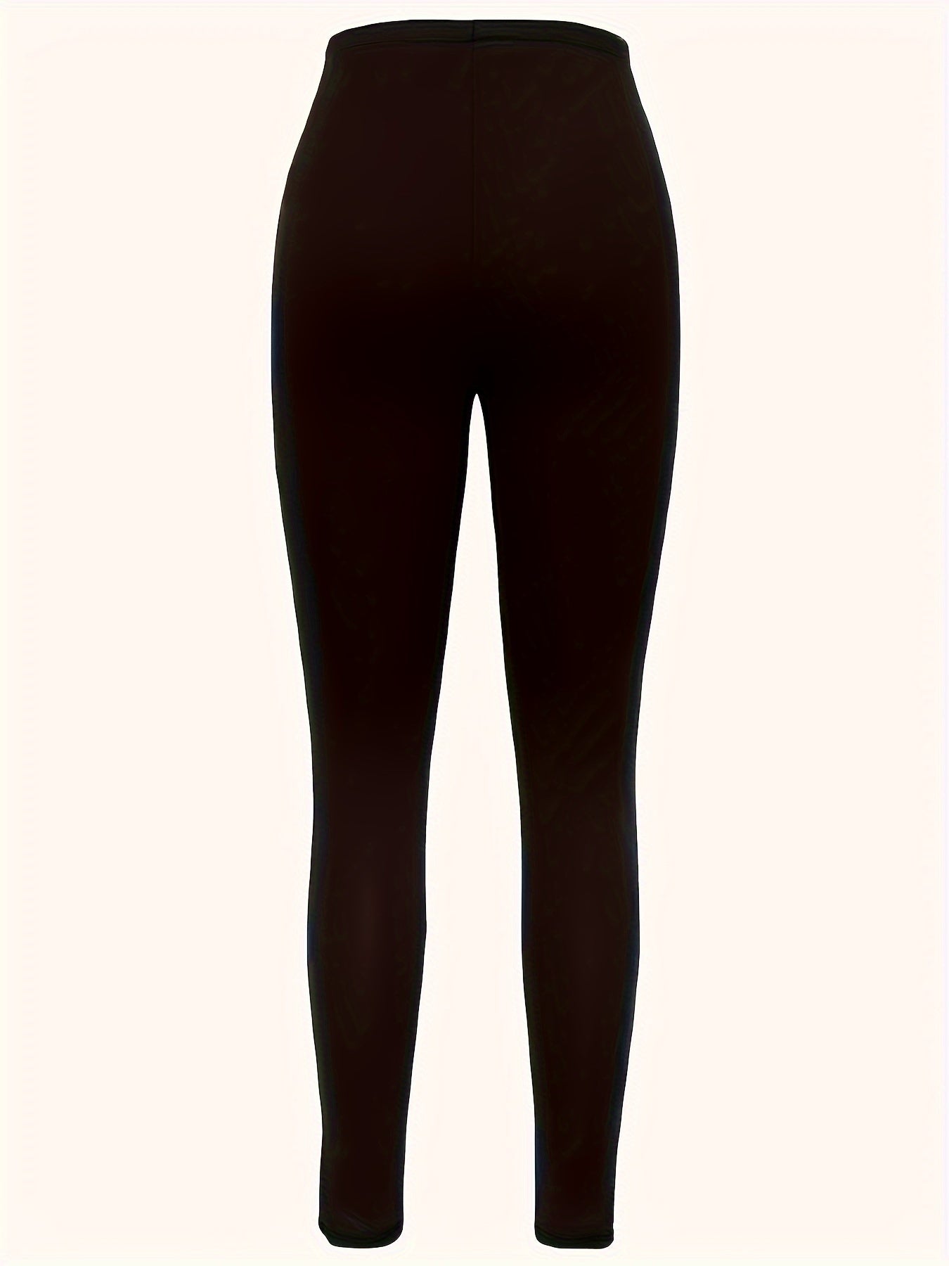 Women's Plus Solid Button Decor High Rise Skinny Trousers