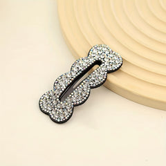 Rhinestone Snap Clip Wavy Rectangle Shaped Hair Clip Sparkly Hair Clip