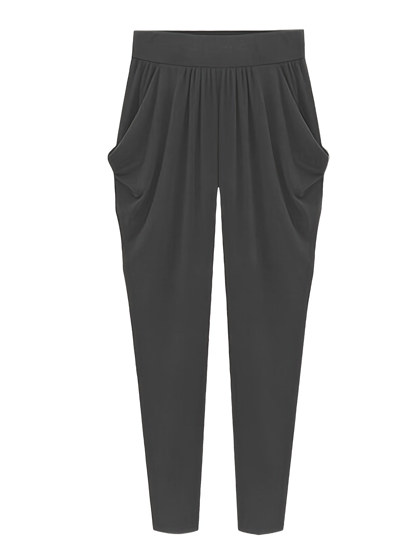  High Rise Pants With Pockets Casual Slim Tapered Pants