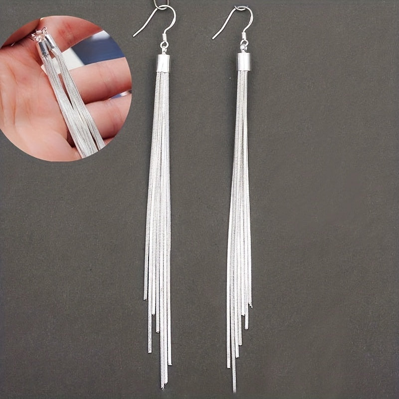 Women Long Tassel Drop Dangle Earrings Fine Ear Jewelry 1Pair