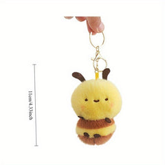 2pcs Cute Bee Plush Dolls 4 Inch Keychain Pendants for Collectors and Home Decor