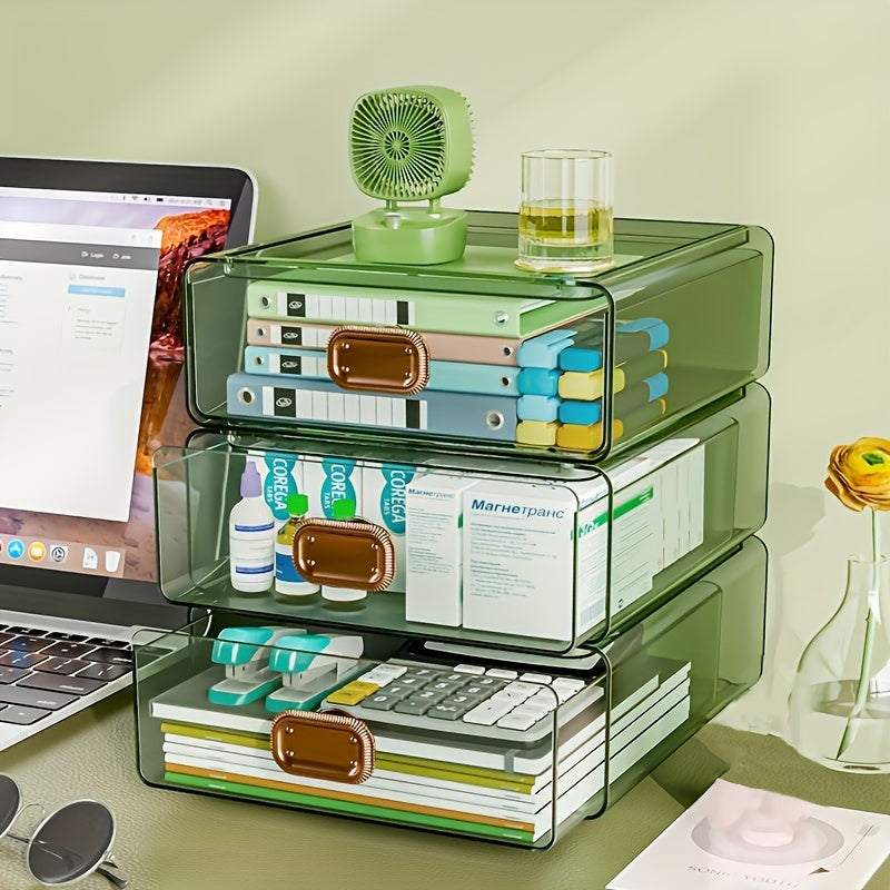 Stackable Desktop Storage Box for Cosmetic and Office Supplies