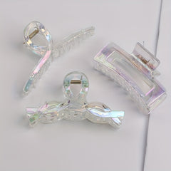 Transparent Holographic Hair Claw for Women