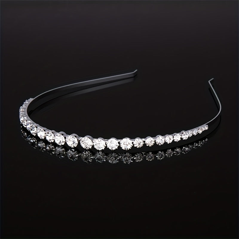 Rhinestone Decor Headband Metal Head Hoop Skinny Hair Band Glitter Headdress