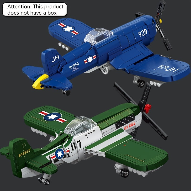 562pcs Propeller Airplane Building Blocks Vintage Fighter Model DIY Puzzle Toy
