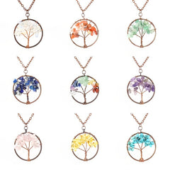 Amethyst Crystal Tree Of Life Necklace Antique Red Copper 3 5MM