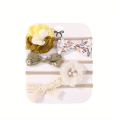 5 Piece Baby Girl Headbands Set Floral Bowknot Hair Accessories