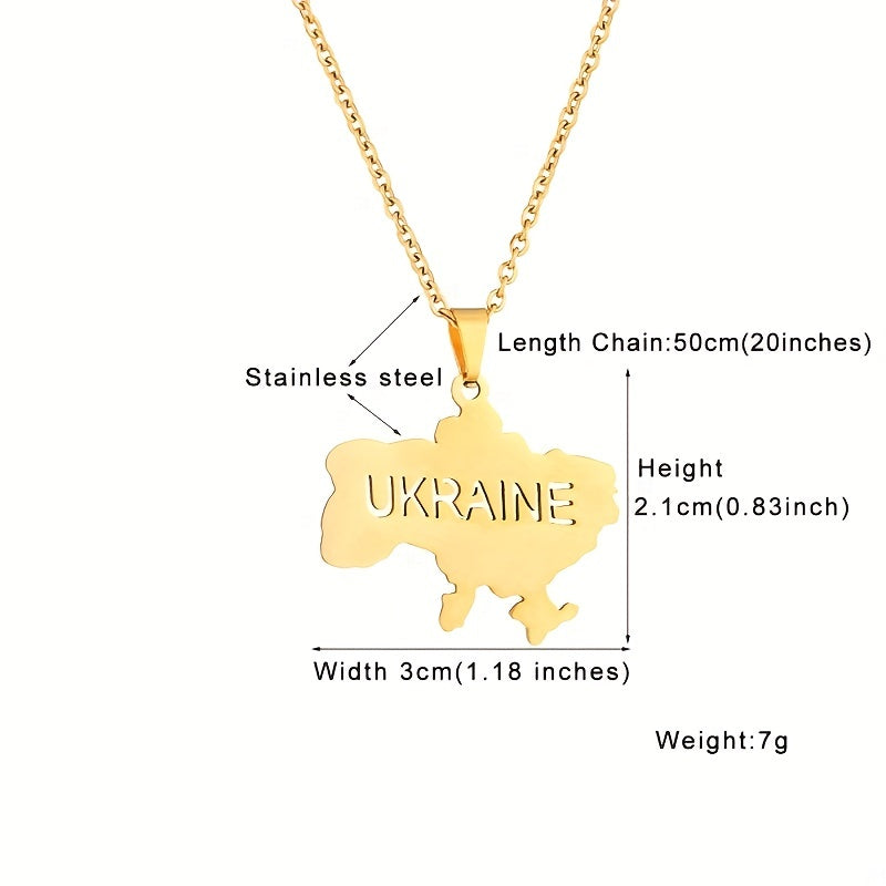 Ukraine Map Necklace Ethnic Hip Hop Jewelry Men Women Couples