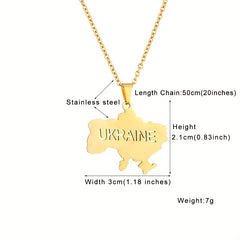 Ukraine Map Necklace Ethnic Hip Hop Jewelry Men Women Couples
