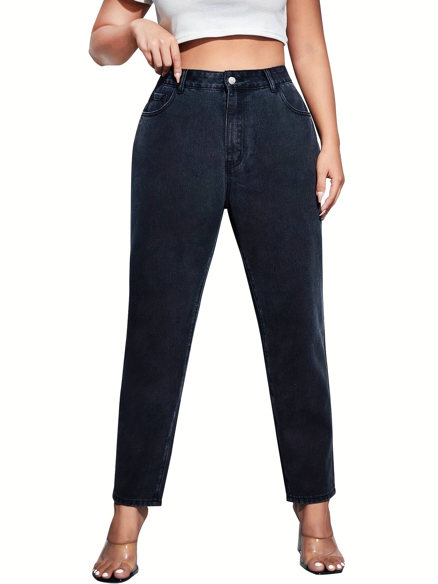  High Rise Stretch Straight Leg Jeans
