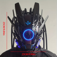 Custom Tubular Braid Cyberpunk Mask LED Light Cosplay Sci-fi Gear