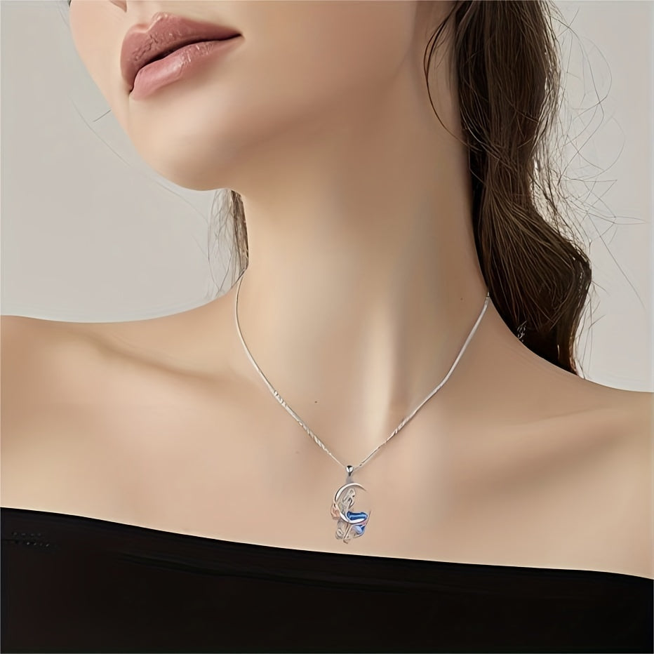 Mermaid Necklace Ocean Mermaid Crescent & Star Necklace With Flower Pendant