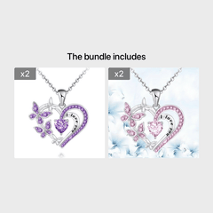Heart Butterfly Pendant Necklace for Girls