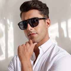 OUWEN Polarized Aviator Sunglasses Men Vintage Shades Green Lenses