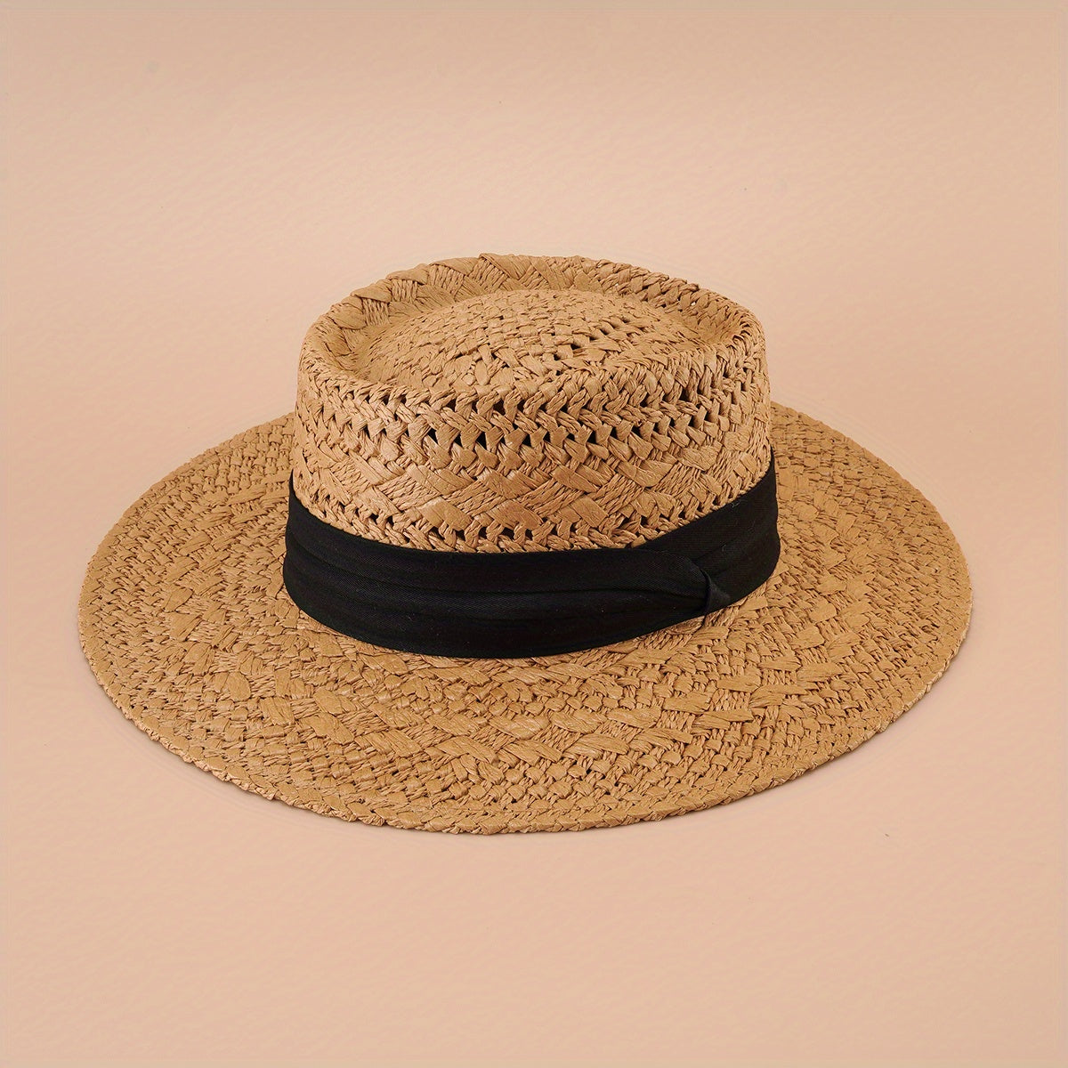 Straw Hat UV Protection Flat Brim Beach Vacation Top Hat