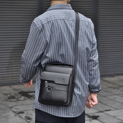 Stylish Retro PU Leather Mens Shoulder Messenger Bag Vertical Handbag
