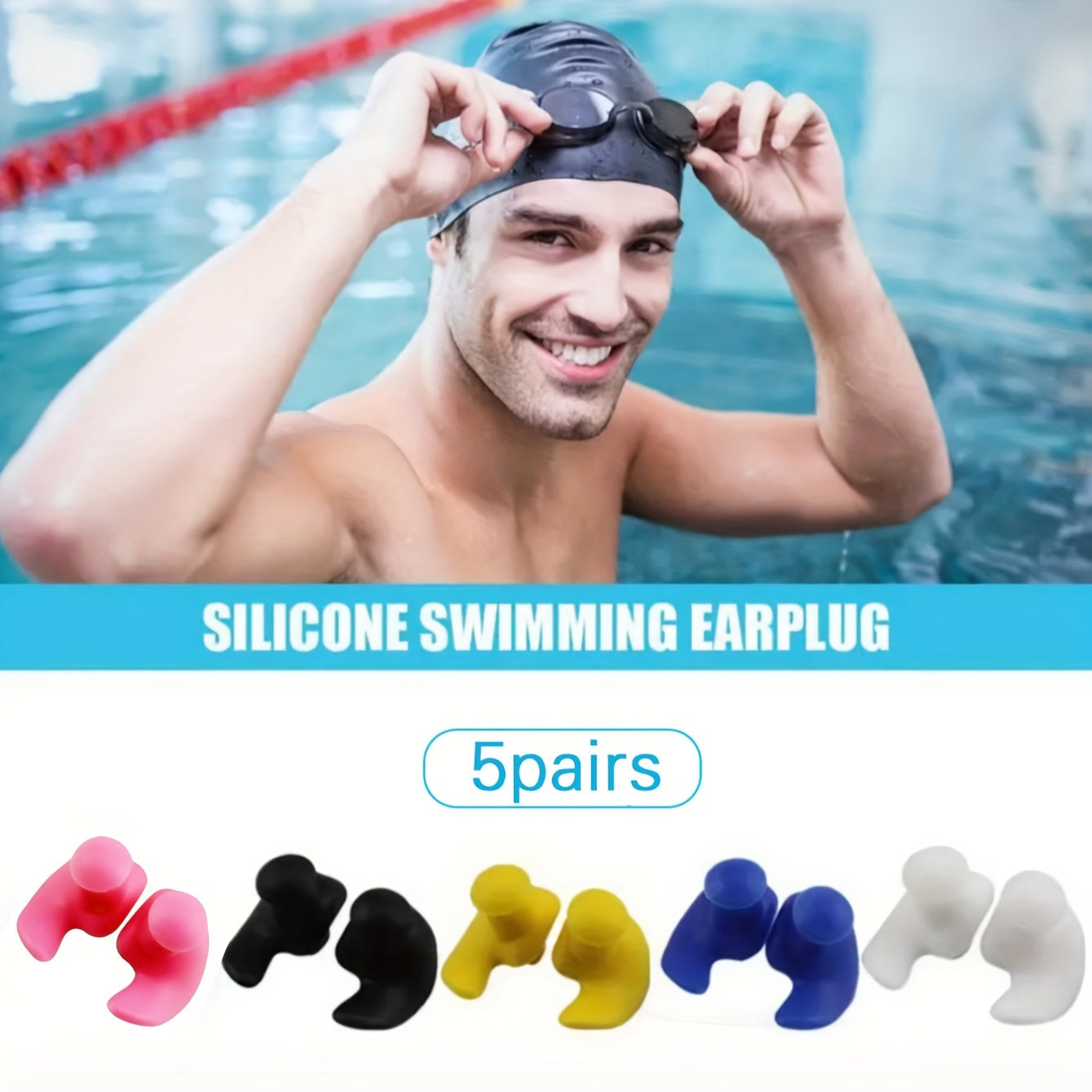 5 Pairs Waterproof Silicone Earplugs for Swimming Christmas Tree Shape