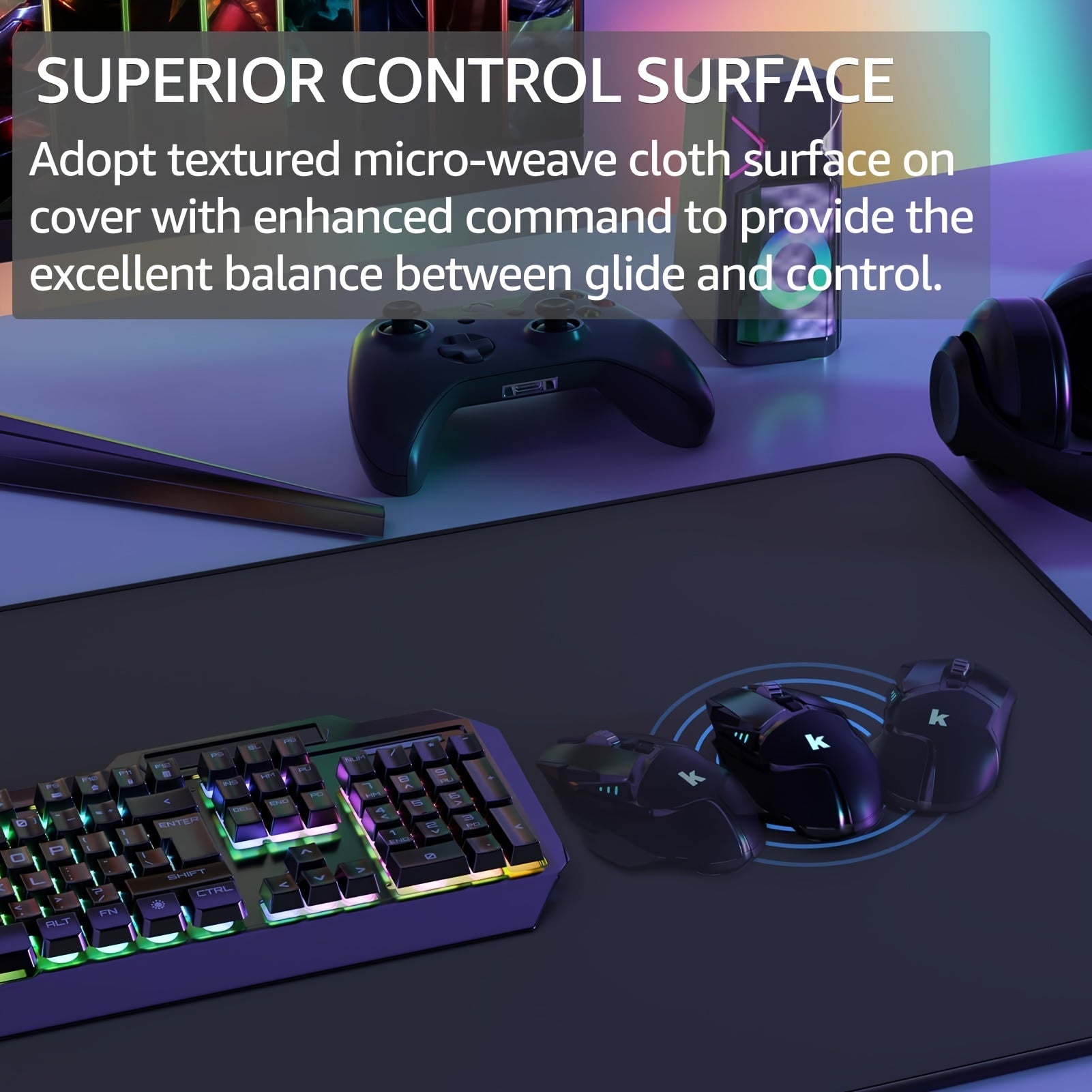 Large Gaming Mouse Pad Micro Woven Fabric Expanding Desktop Mouse Pad