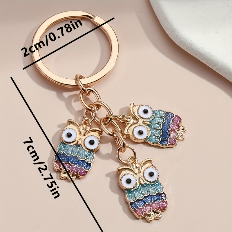 Owl Unicorn Keychain Glitter Animal Key Ring Purse Bag Backpack Key Charm
