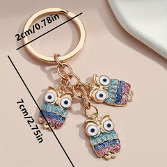 Owl Unicorn Keychain Glitter Animal Key Ring Purse Bag Backpack Key Charm