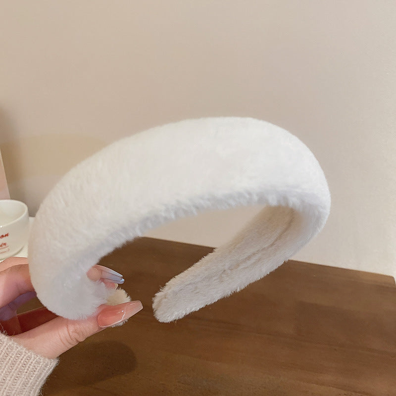 Sweet Vintage Hair Hoop for Girls - Furry Faux Hairband Headband
