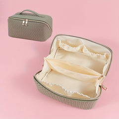 Embossed PU Leather Makeup Storage Bag Zipper Top Handle